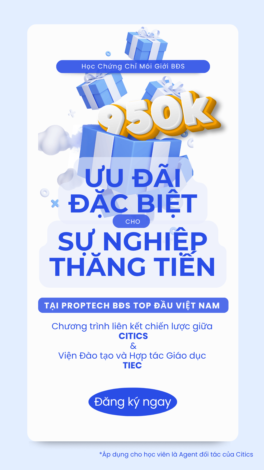 Ưu đãi đặc biệt - Chứng chỉ môi giới BĐS chỉ 950K